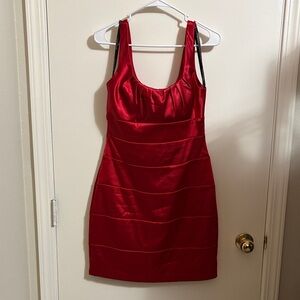 Bisou Bisou Red Satin Mini Dress